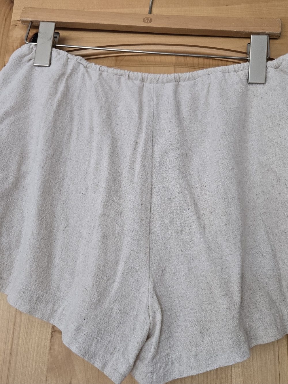 Blenca Cream Drawstring Linen-Blend Women’s Athletic Shorts Large - Picture 5 of 5